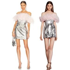 NWOT Lola Sequins Mini Dress in Silver & Rose Bronx and Banco Valentines Gown